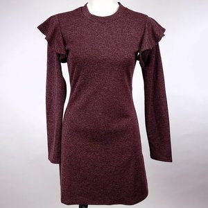 Free Generation Los Angeles‎ Burgundy Ruffle Mini Dress